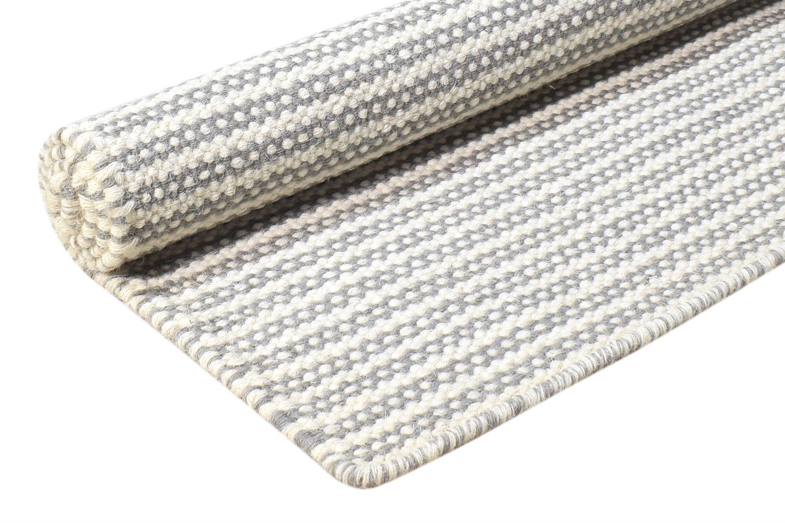 Wool Grey Rug 2' X 3' Modern Flatweave Scandinavian Striped Small Carpet 