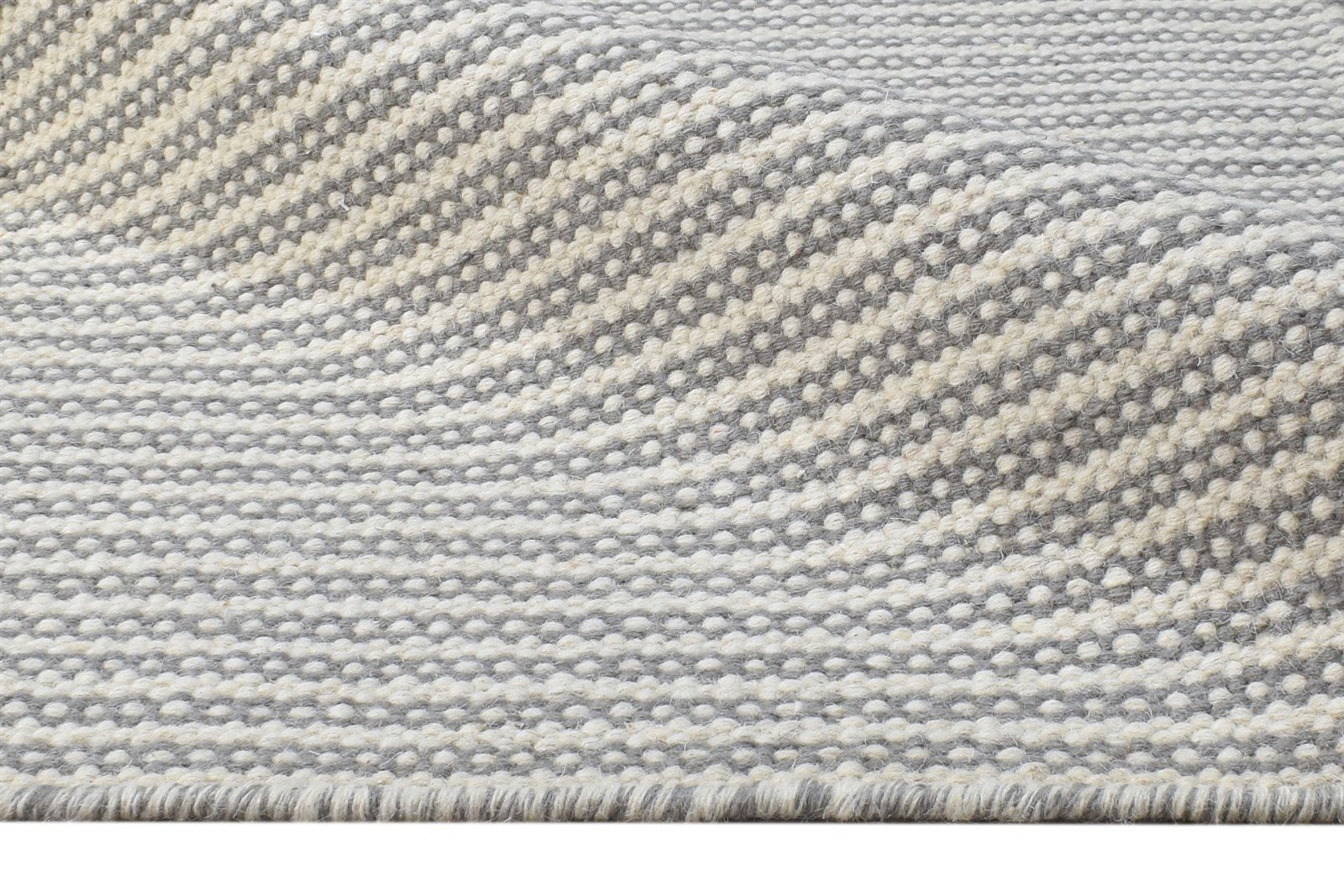 Wool Grey Rug 2' X 3' Modern Flatweave Scandinavian Striped Small Carpet 