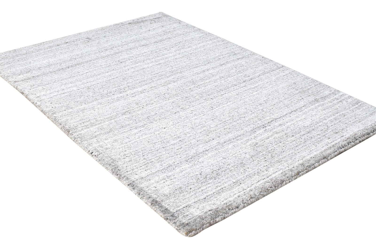 2' X 3' Rug Wool / Silk Grey Modern Handloom Scandinavian Solid Small Carpet 