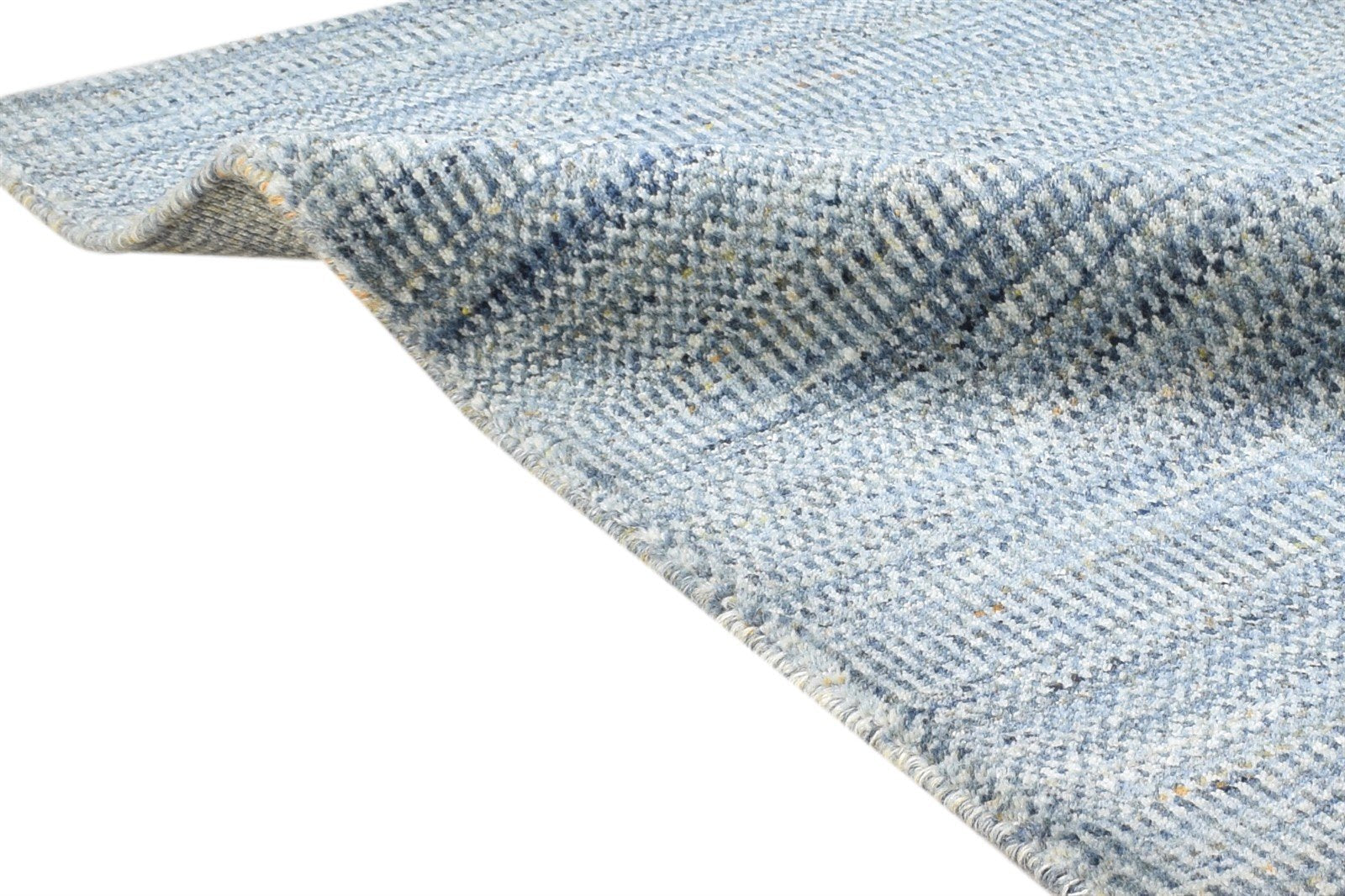 Handloom Blue Wool Rug 2' X 3' Modern Agra Grass Trellis Small Carpet 