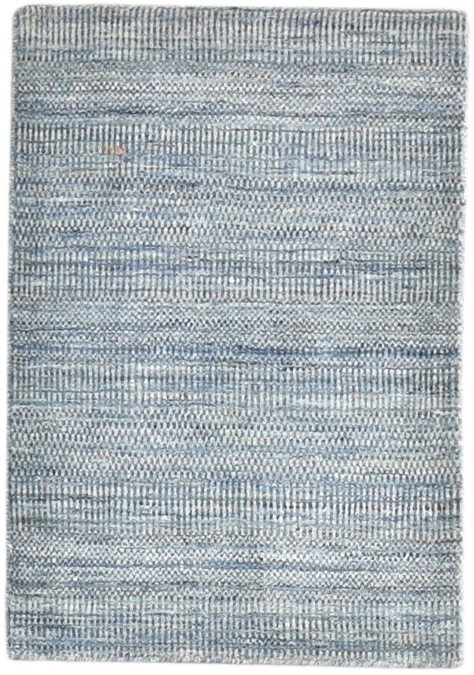 Handloom Blue Wool Rug 2' X 3' Modern Agra Grass Trellis Small Carpet 