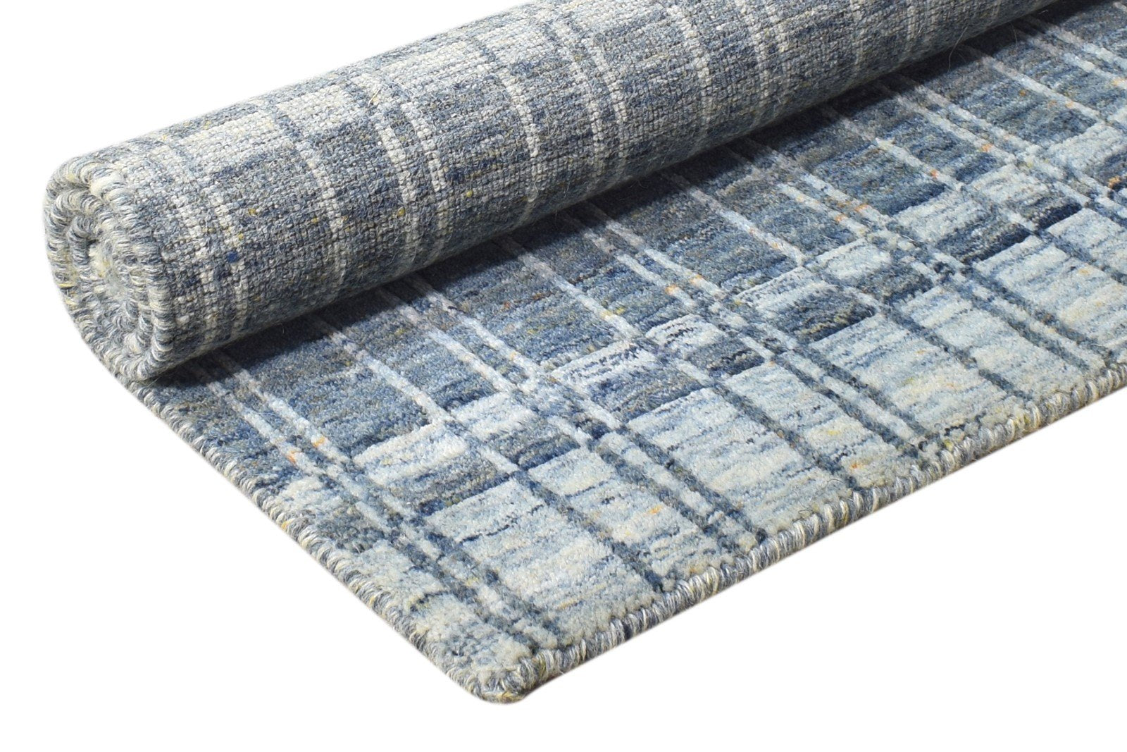 Blue Wool Rug 2' X 3' Modern Handloom Moroccan Modern Small Carpet 