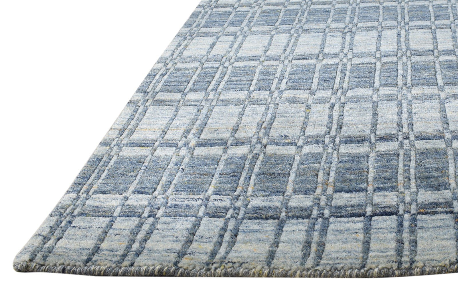 Blue Wool Rug 2' X 3' Modern Handloom Moroccan Modern Small Carpet 