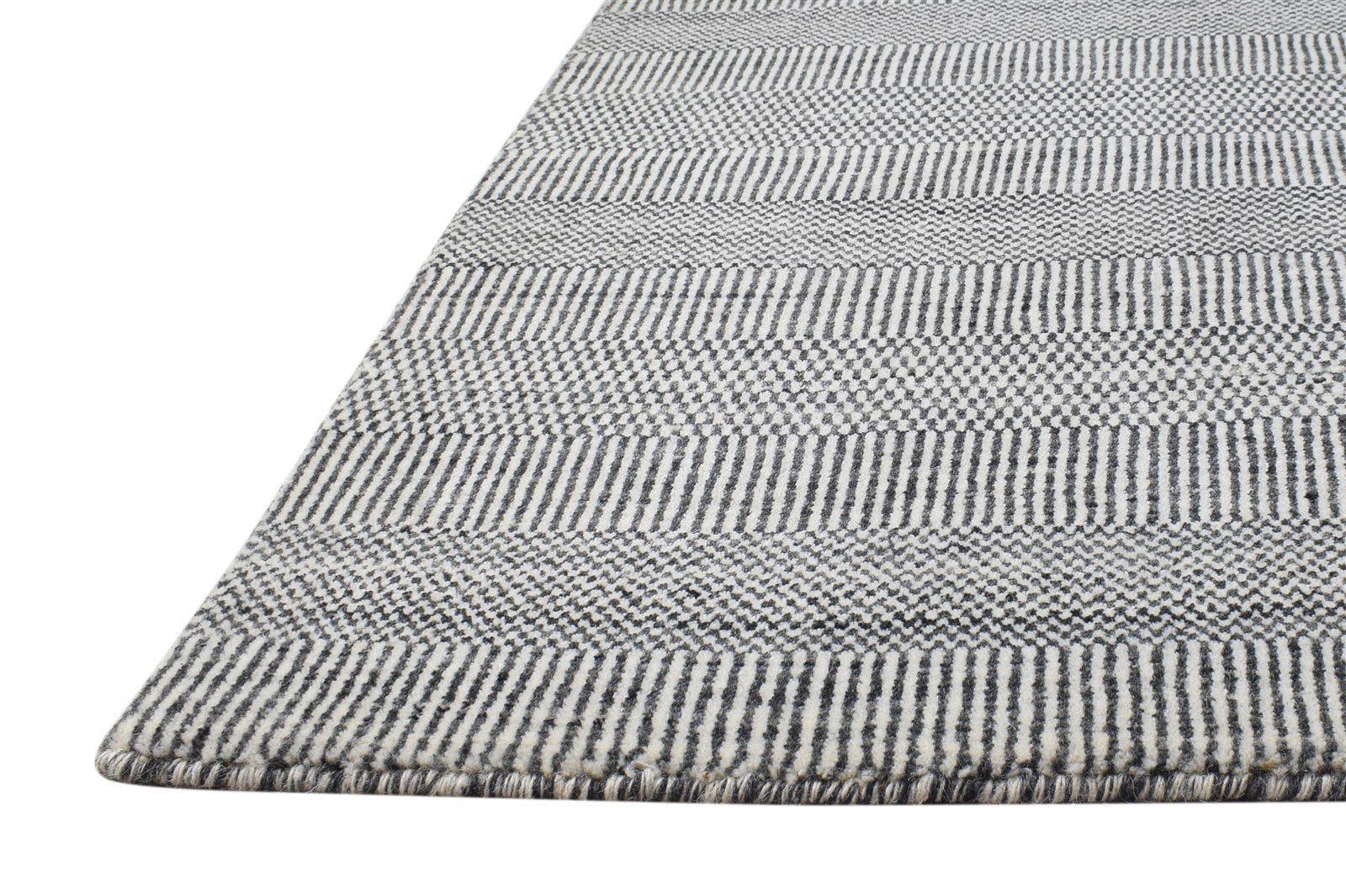 Handloom Charcoal Wool Rug 2' X 3' Modern Agra Grass Trellis Small Carpet 