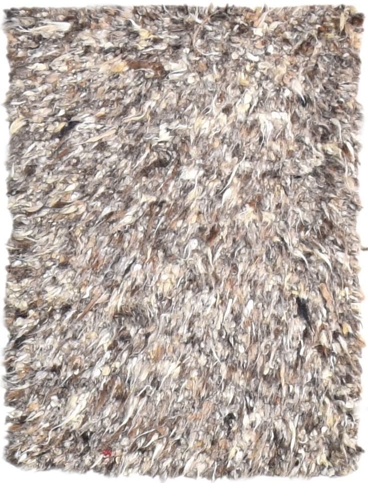 Brown Wool Rug 2' X 3' Shag Hand Knotted Indian Modern Small Carpet 