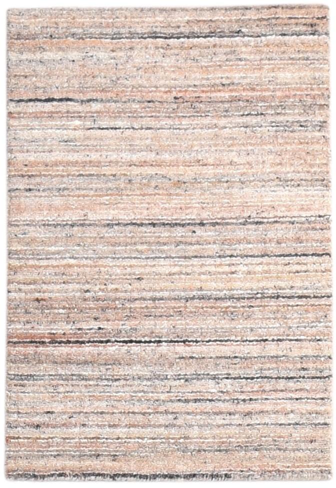 Wool Pink Rug 2' X 3' Modern Handloom Scandinavian Striped Small Carpet 