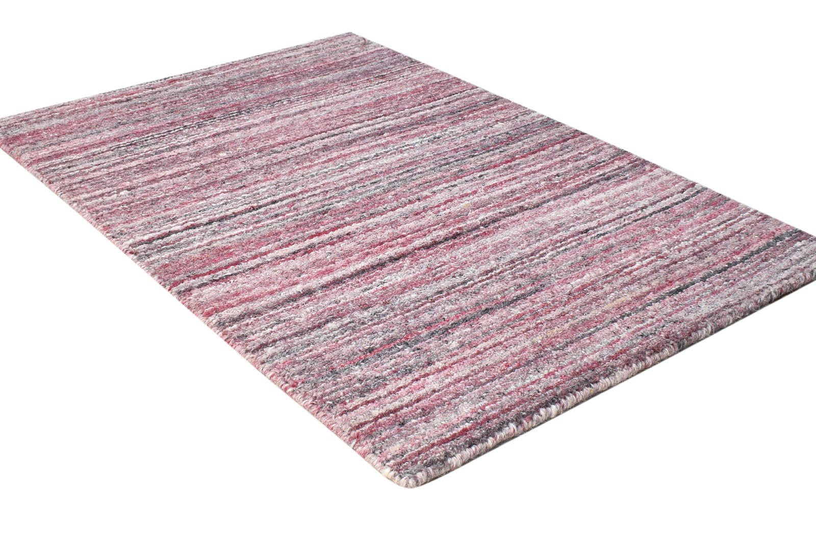 Handloom Wine Wool Rug 2' X 3' Modern Scandinavian Striped Small Carpet 