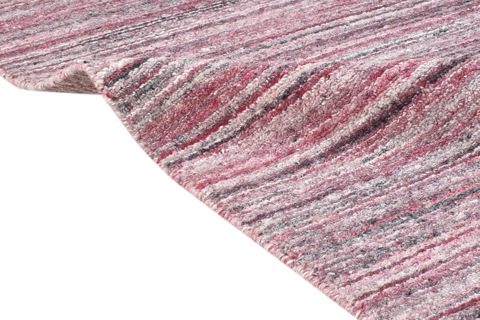 Handloom Wine Wool Rug 2' X 3' Modern Scandinavian Striped Small Carpet 