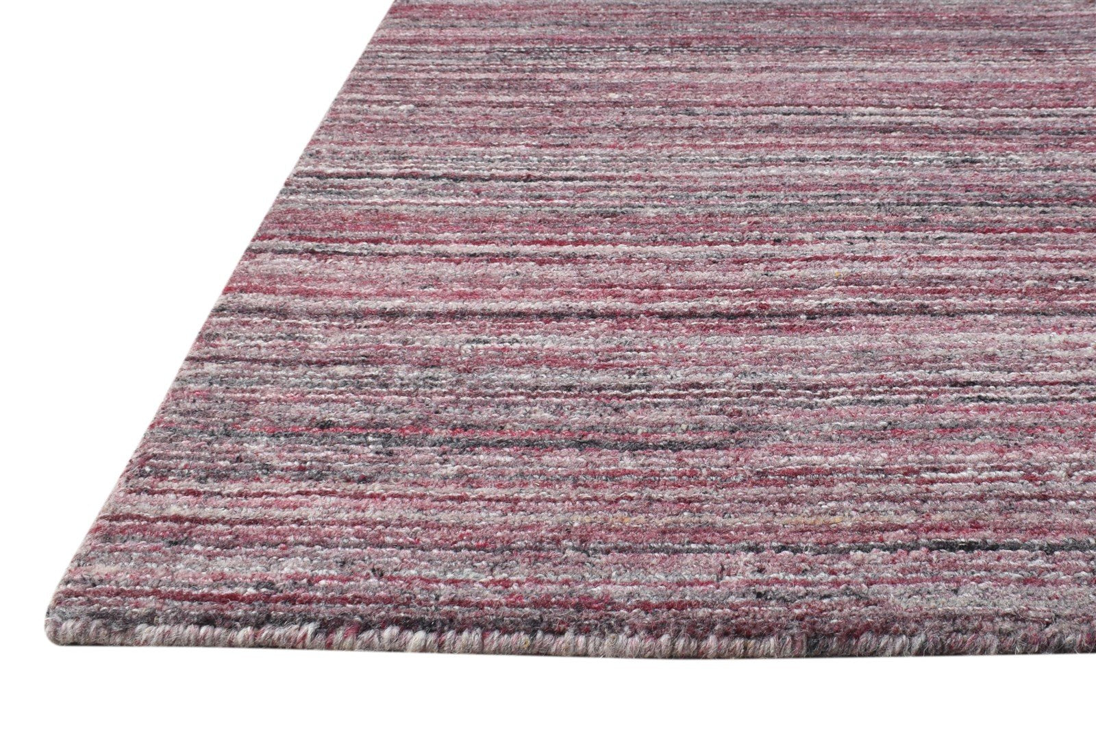 Handloom Wine Wool Rug 2' X 3' Modern Scandinavian Striped Small Carpet 