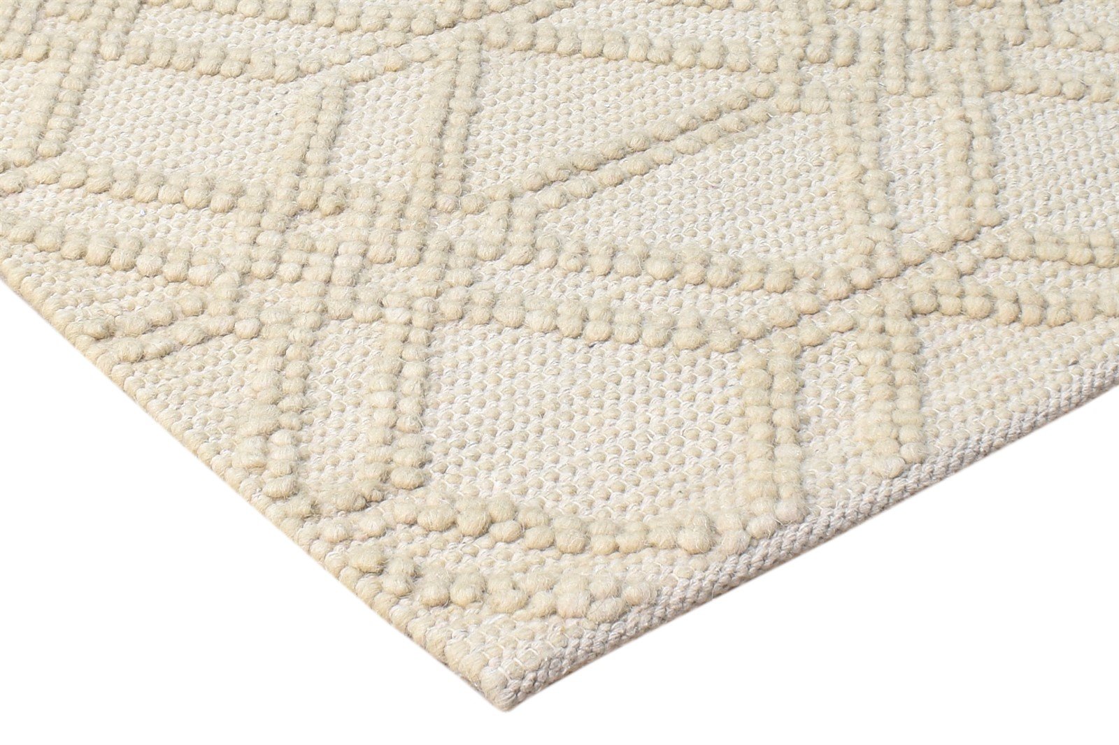 Beige Wool Rug 2' X 3' Modern Hand-Hooked Moroccan Modern Small Carpet 