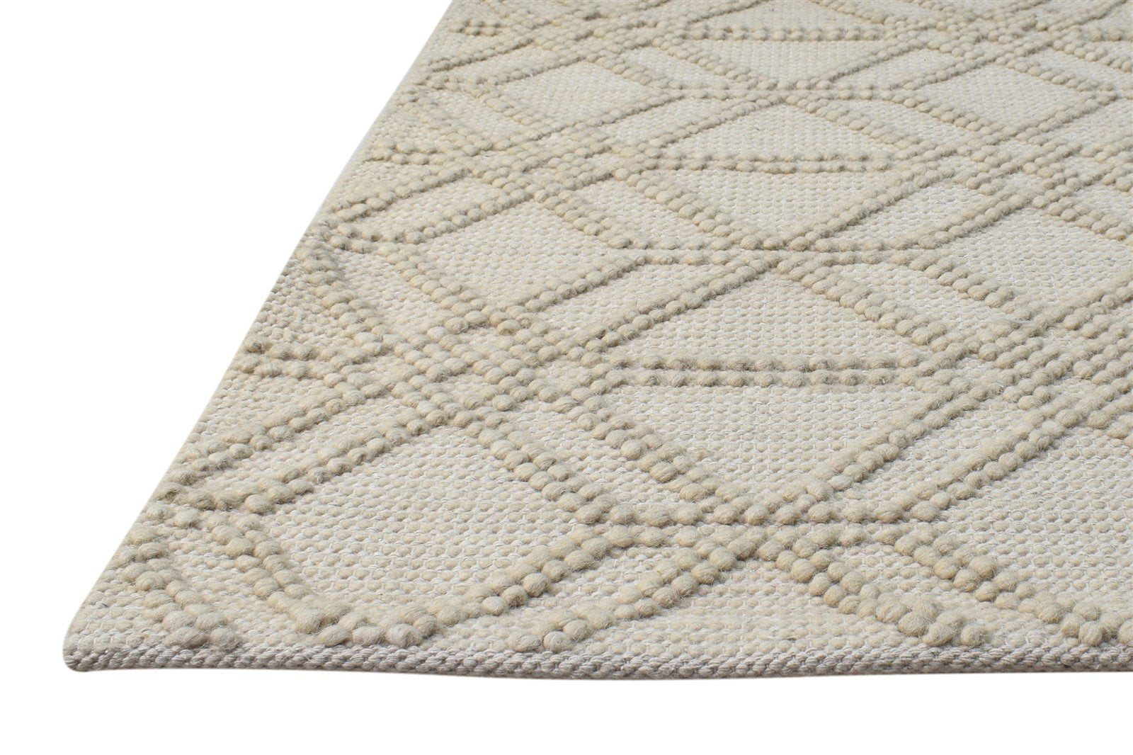 Beige Wool Rug 2' X 3' Modern Hand-Hooked Moroccan Modern Small Carpet 