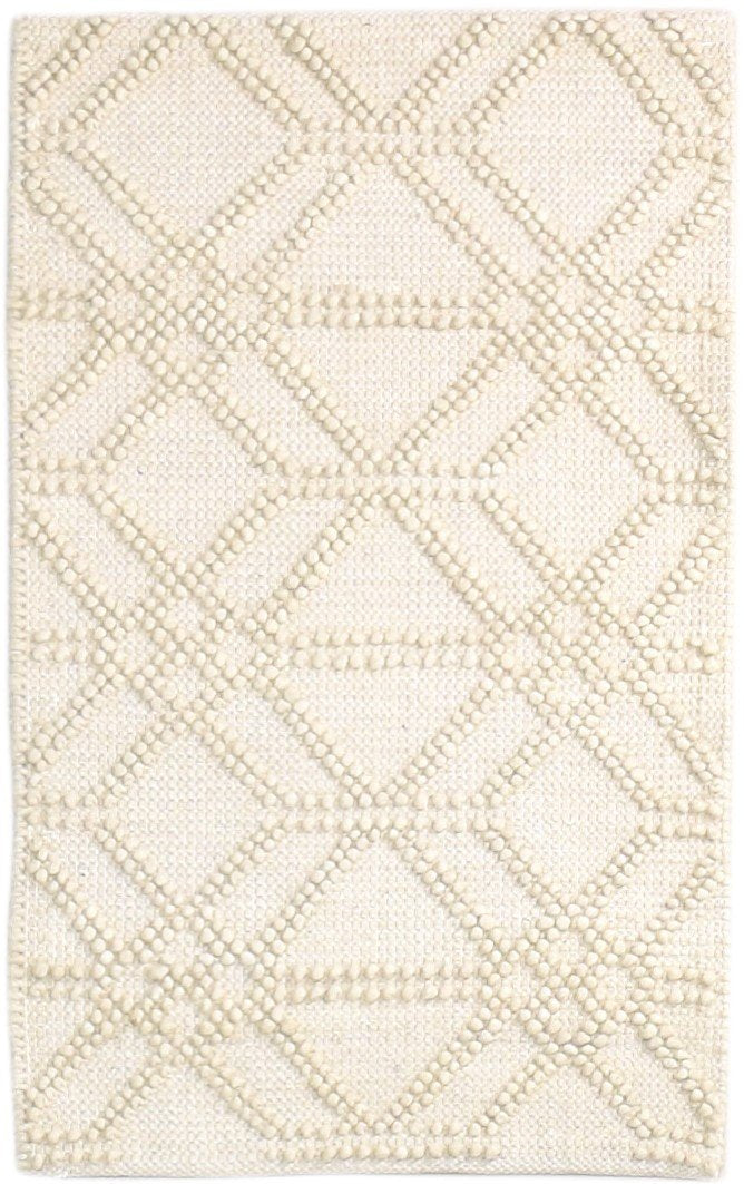 Beige Wool Rug 2' X 3' Modern Hand-Hooked Moroccan Modern Small Carpet 