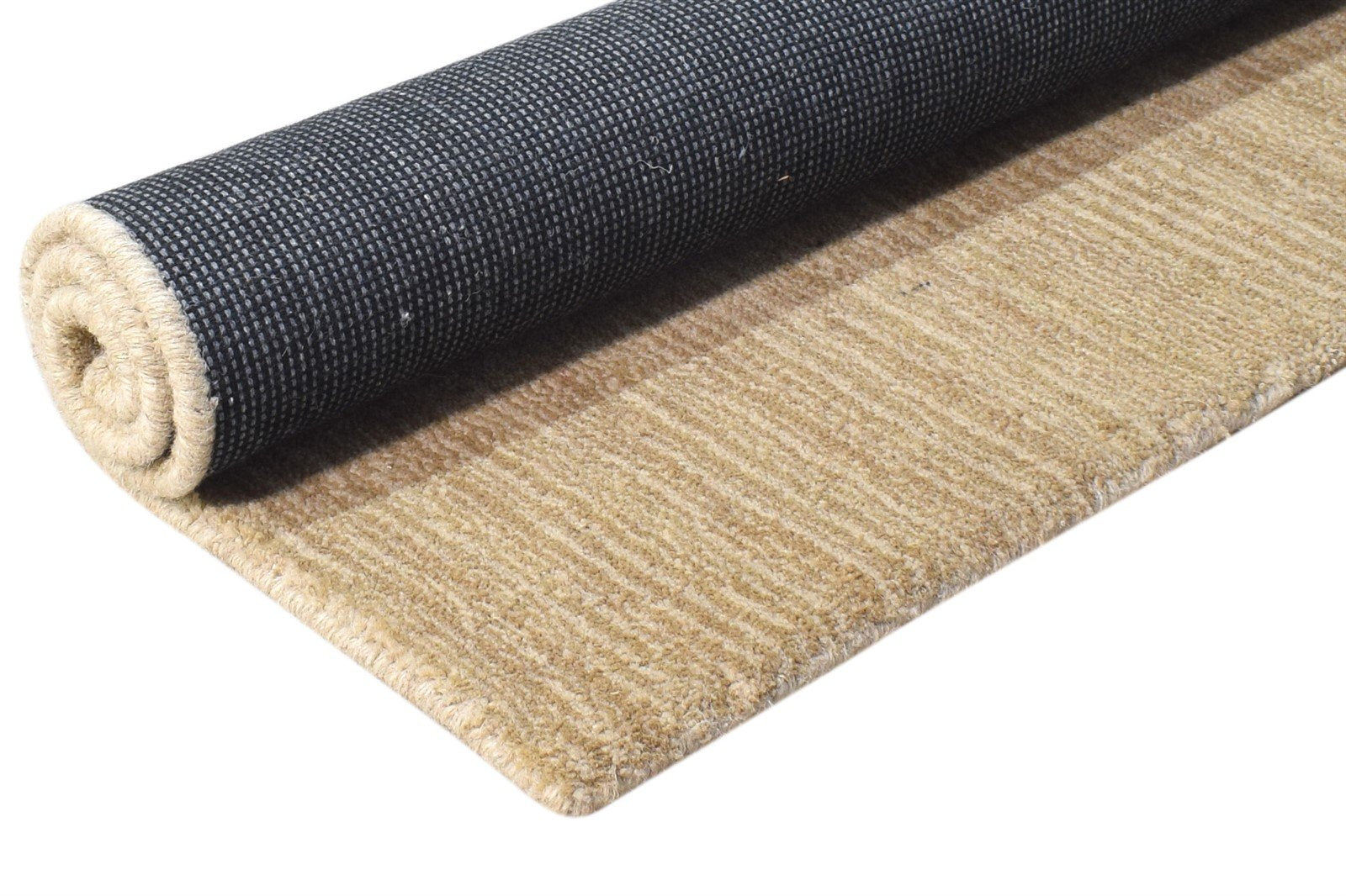 Handloom Brown Wool / Jute Rug 2' X 3' Modern Scandinavian Solid Small Carpet 