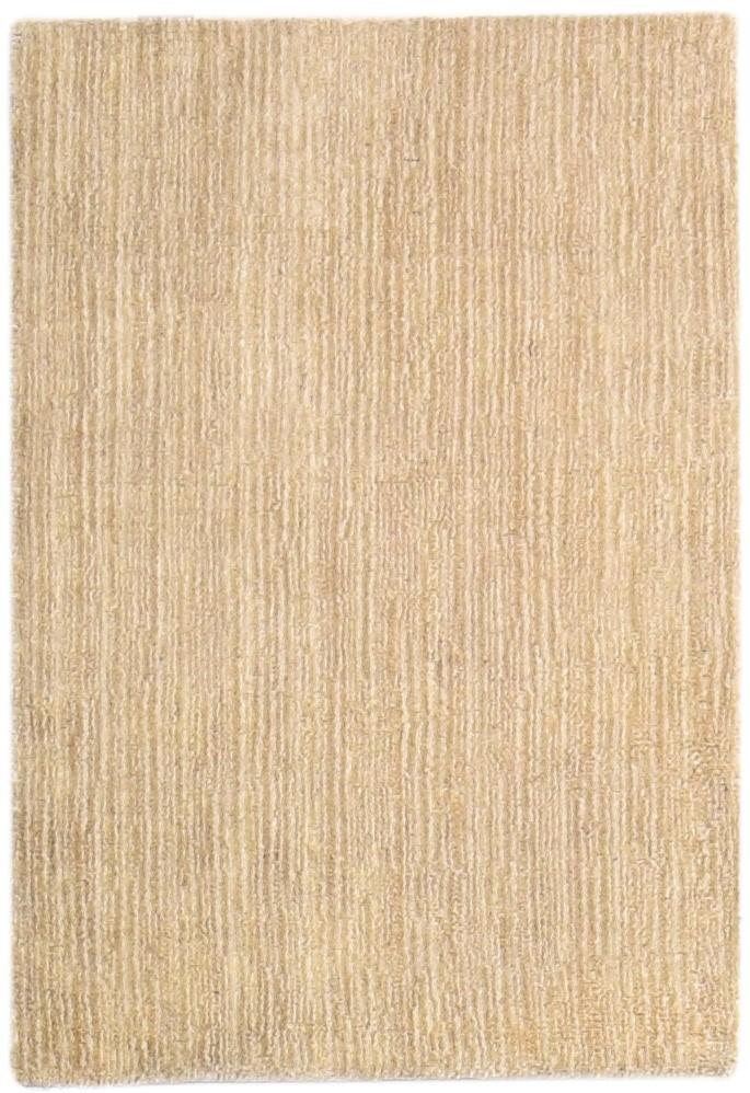 Handloom Brown Wool / Jute Rug 2' X 3' Modern Scandinavian Solid Small Carpet 