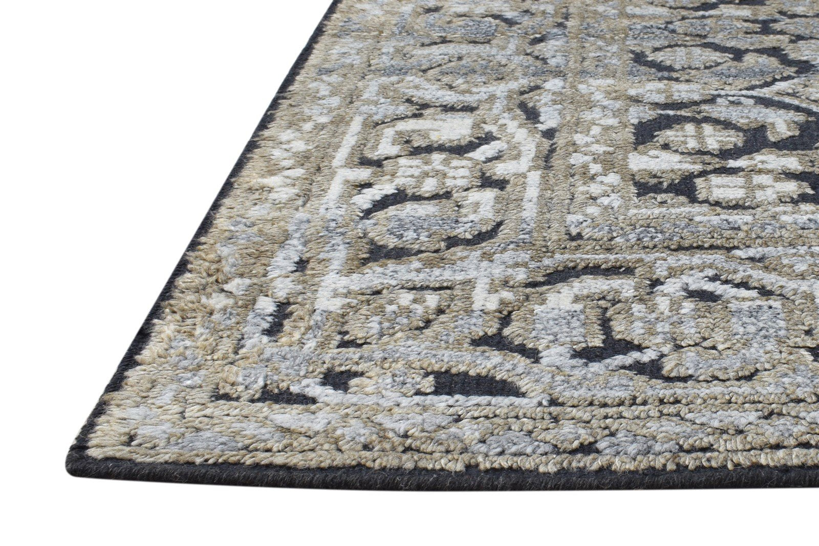 Wool Black Rug 2' X 3' Persian Hand Knotted Bijar Oriental Small Carpet 