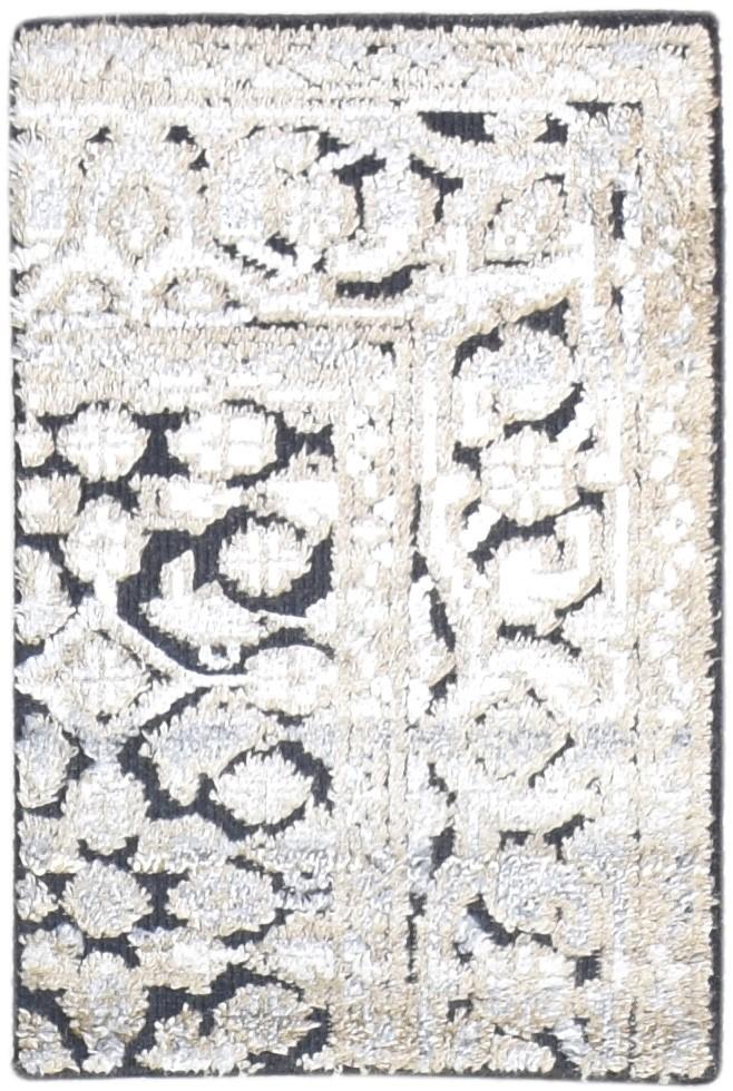 Wool Black Rug 2' X 3' Persian Hand Knotted Bijar Oriental Small Carpet 