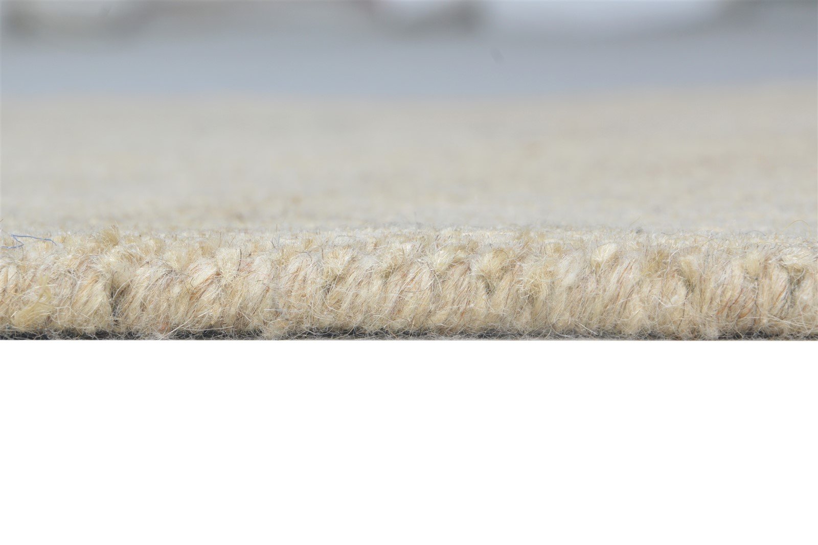 Handloom Beige Wool / Jute Rug 2' X 3' Modern Scandinavian Solid Small Carpet 