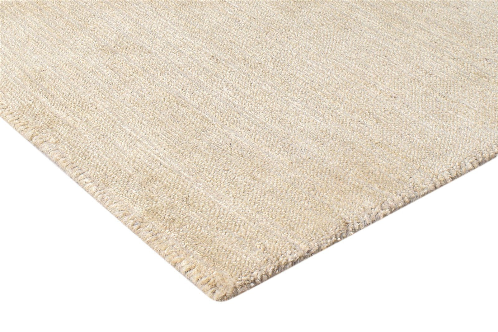 Handloom Beige Wool / Jute Rug 2' X 3' Modern Scandinavian Solid Small Carpet 