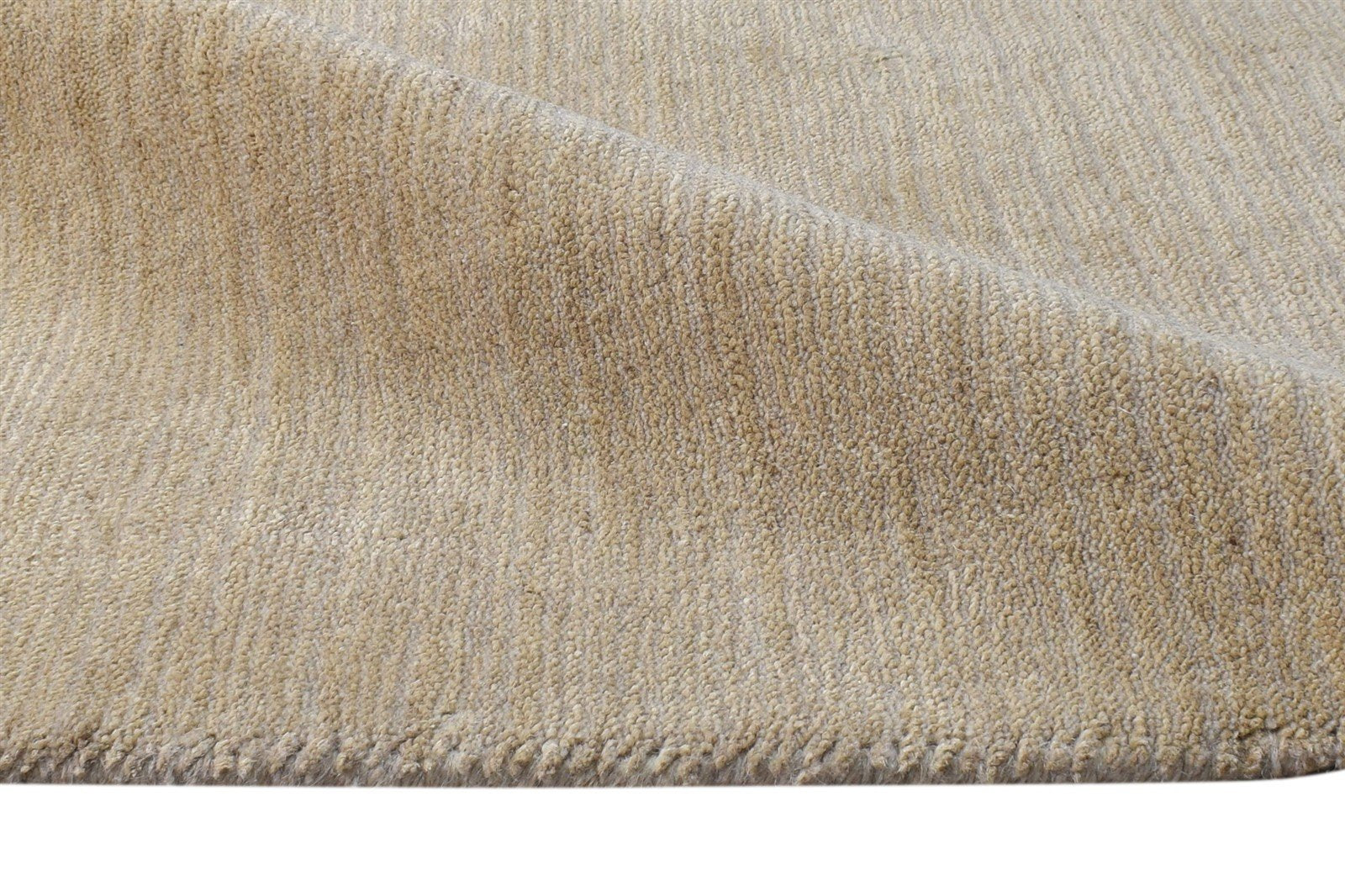 Handloom Beige Wool / Jute Rug 2' X 3' Modern Scandinavian Solid Small Carpet 