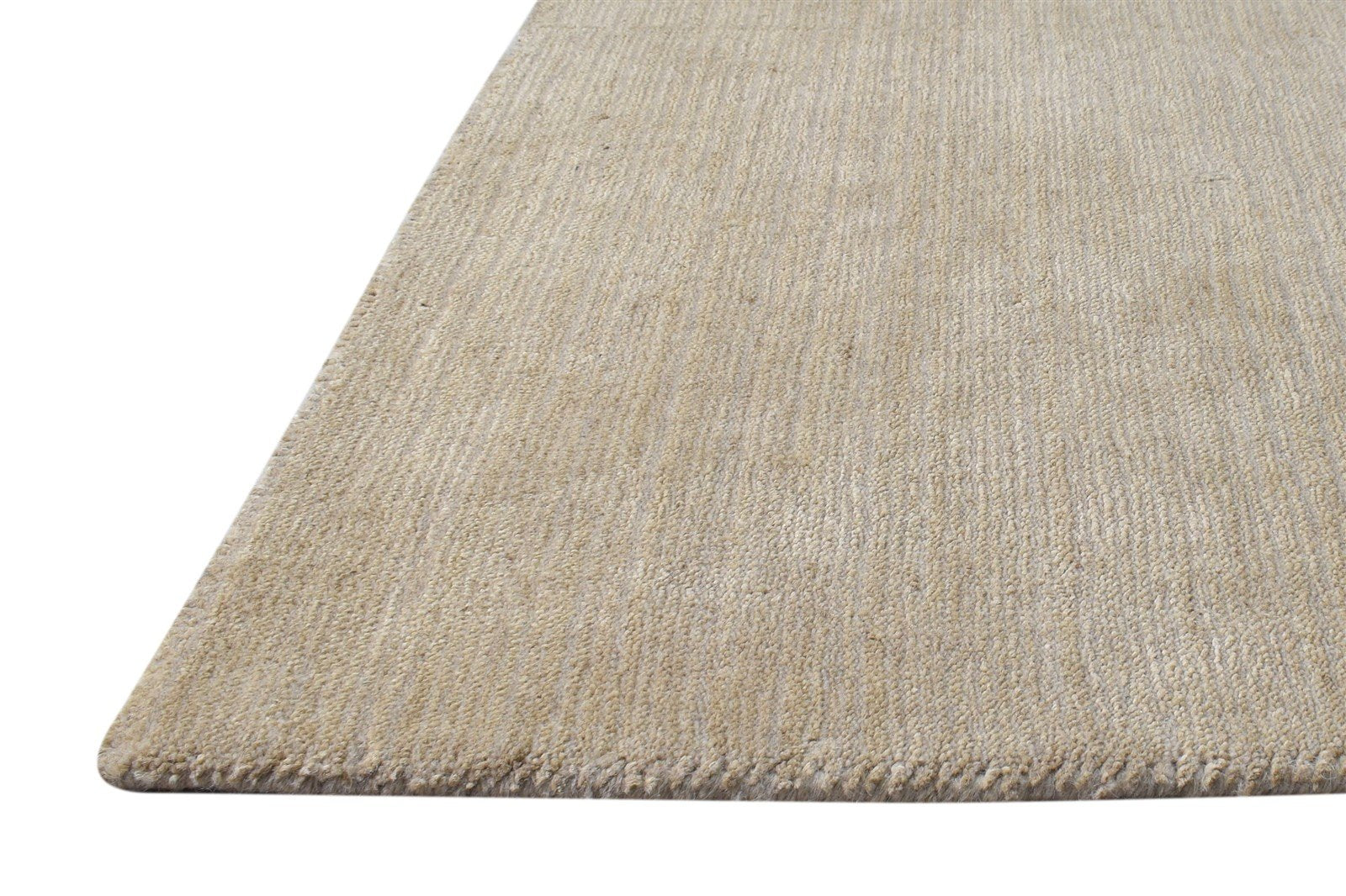 Handloom Beige Wool / Jute Rug 2' X 3' Modern Scandinavian Solid Small Carpet 