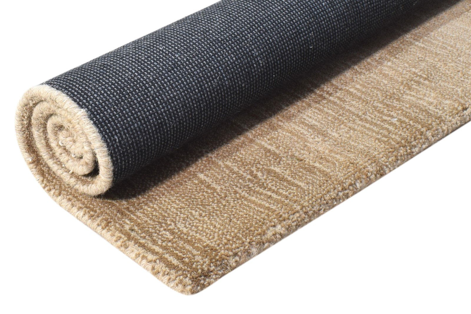 Brown Wool / Jute Rug 2' X 3' Modern Handloom Scandinavian Abstract Small Carpet 