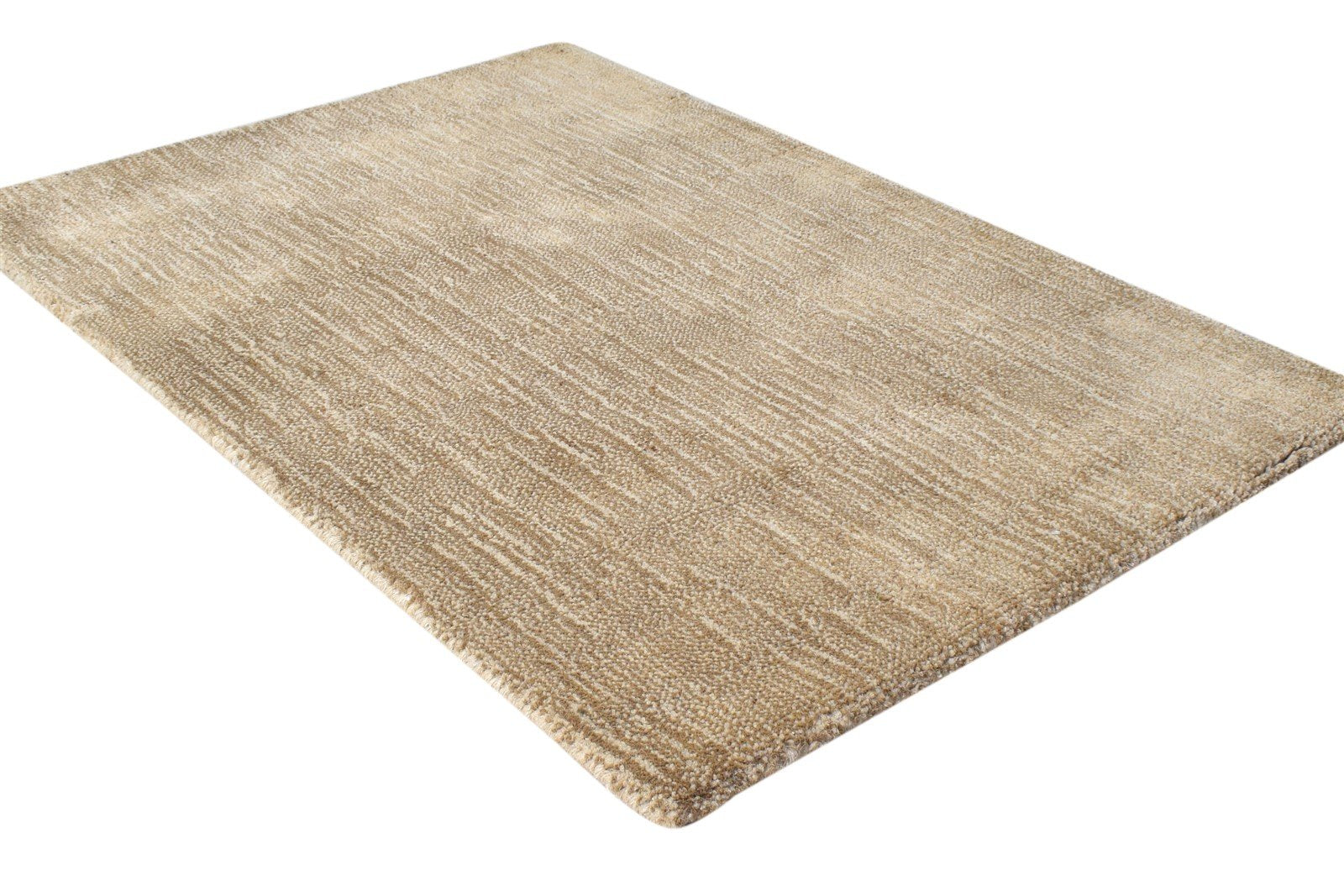 Brown Wool / Jute Rug 2' X 3' Modern Handloom Scandinavian Abstract Small Carpet 