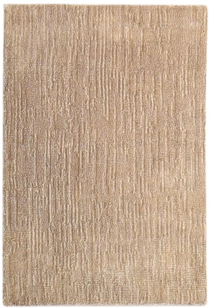 Brown Wool / Jute Rug 2' X 3' Modern Handloom Scandinavian Abstract Small Carpet 