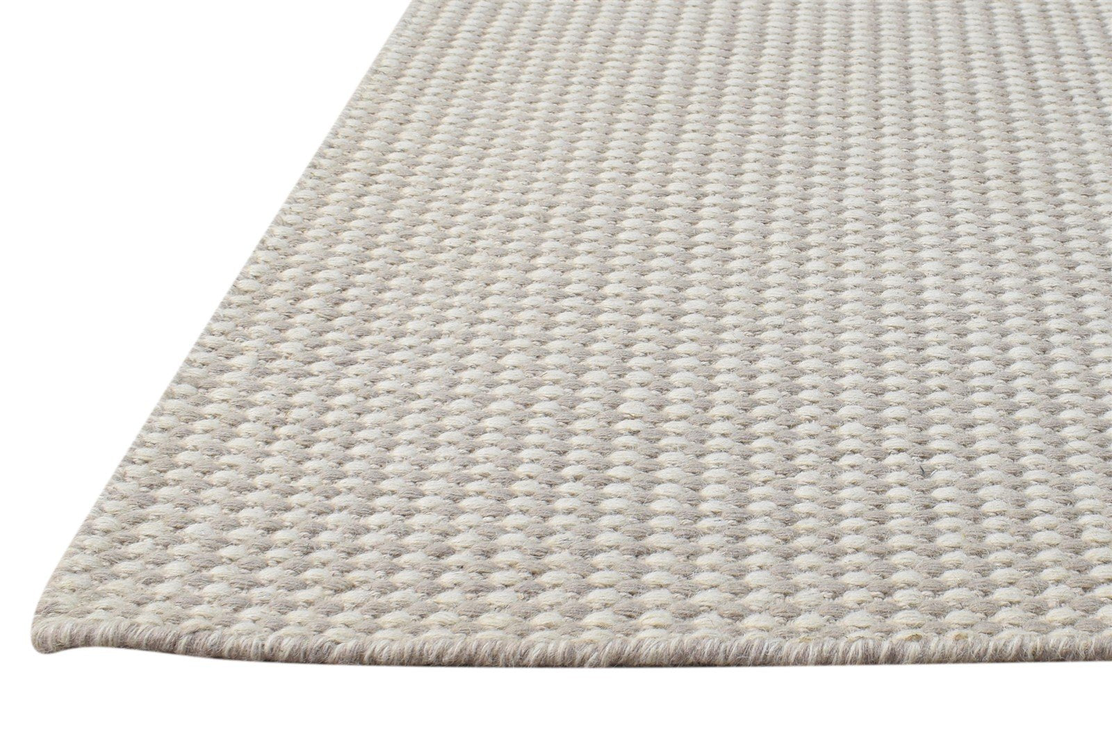 Wool Cream Rug 2' X 3' Modern Dhurrie Scandinavian Geometric Small Carpet 