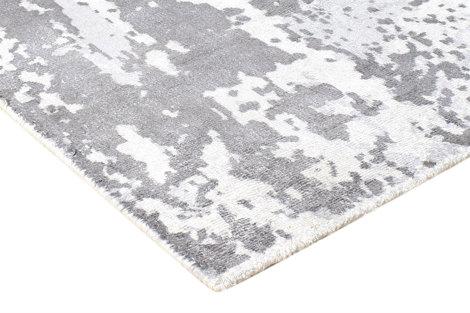 2' X 3' Rug Silk Grey Modern Handloom Scandinavian Abstract Small Carpet 