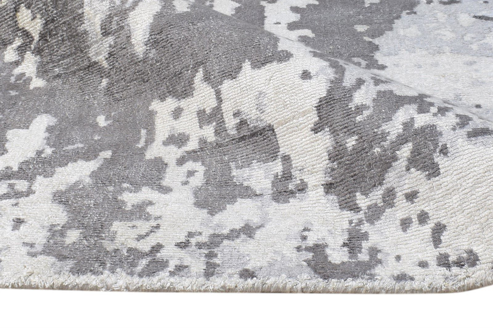 2' X 3' Rug Silk Grey Modern Handloom Scandinavian Abstract Small Carpet 