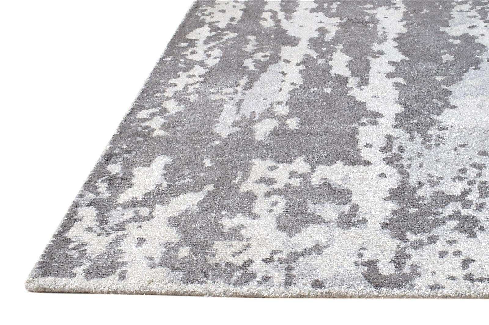 2' X 3' Rug Silk Grey Modern Handloom Scandinavian Abstract Small Carpet 