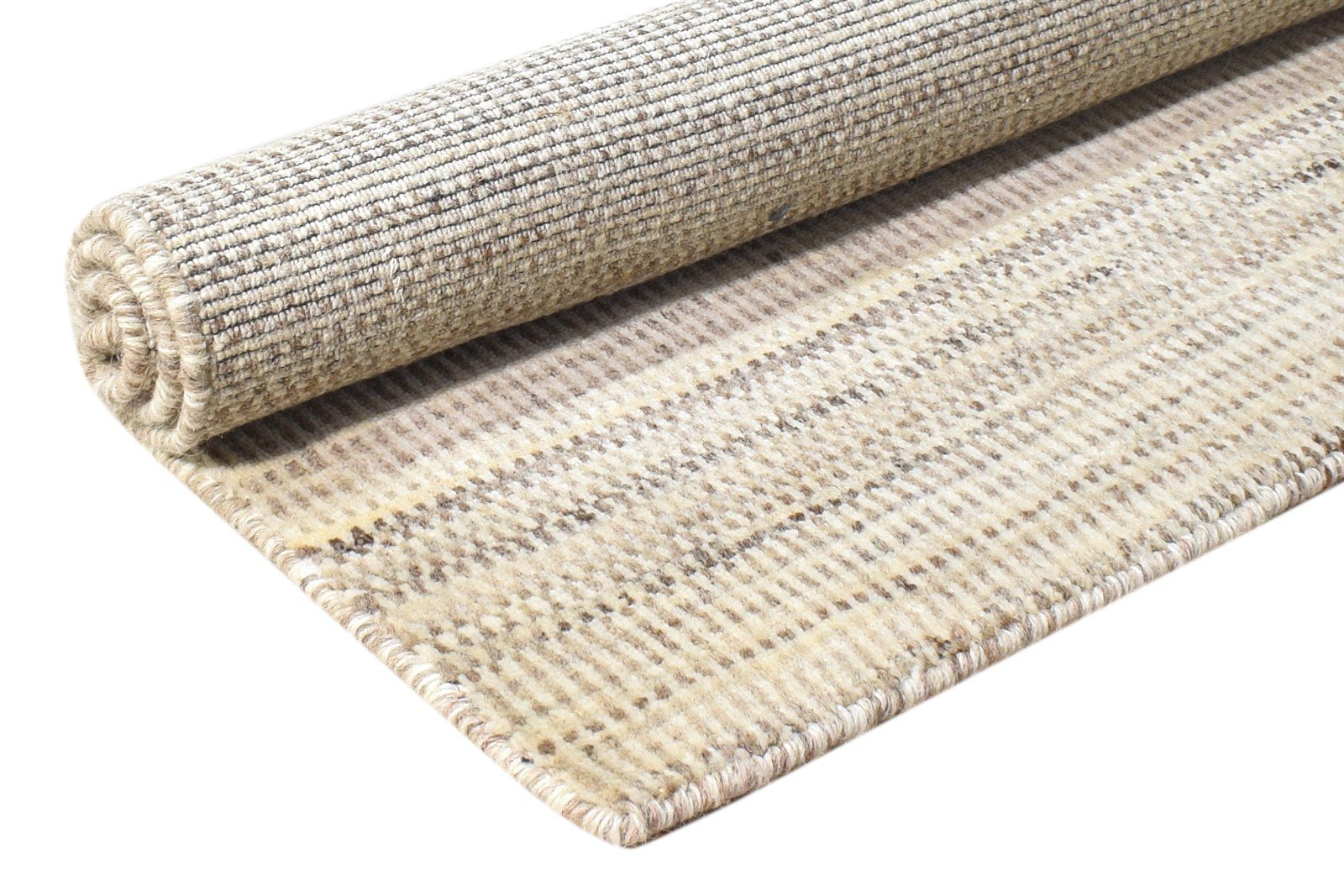 Handloom Beige Wool Rug 2' X 3' Modern Agra Grass Trellis Small Carpet 