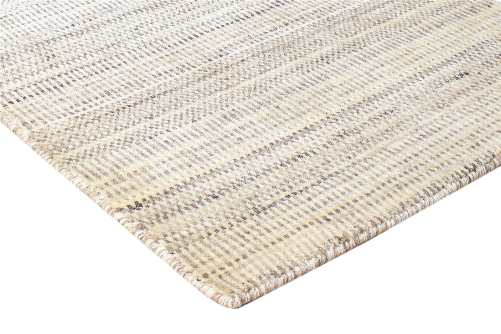 Handloom Beige Wool Rug 2' X 3' Modern Agra Grass Trellis Small Carpet 