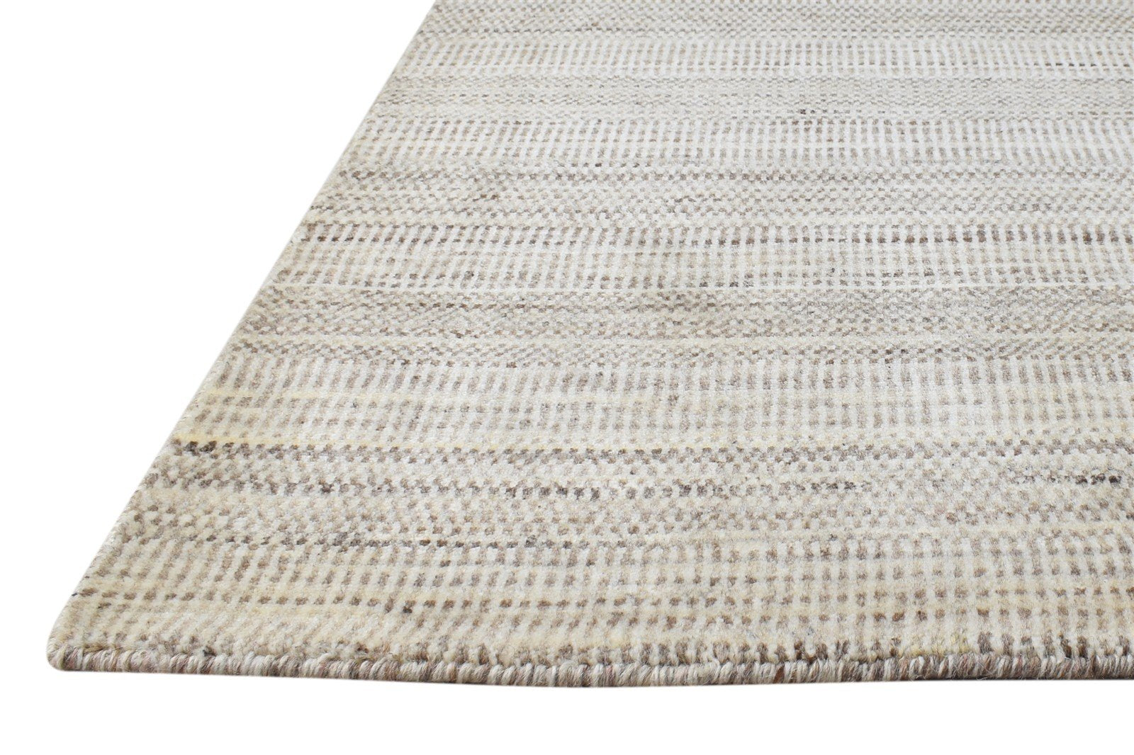 Handloom Beige Wool Rug 2' X 3' Modern Agra Grass Trellis Small Carpet 