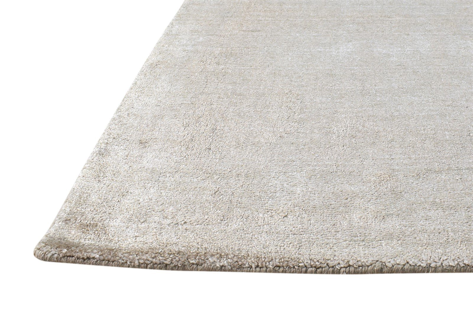 Beige Silk Rug 2' X 3' Modern Handloom Scandinavian Solid Small Carpet 