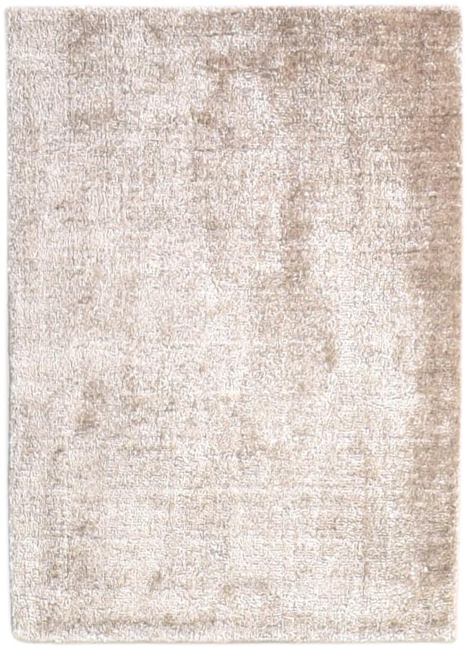 Beige Silk Rug 2' X 3' Modern Handloom Scandinavian Solid Small Carpet 