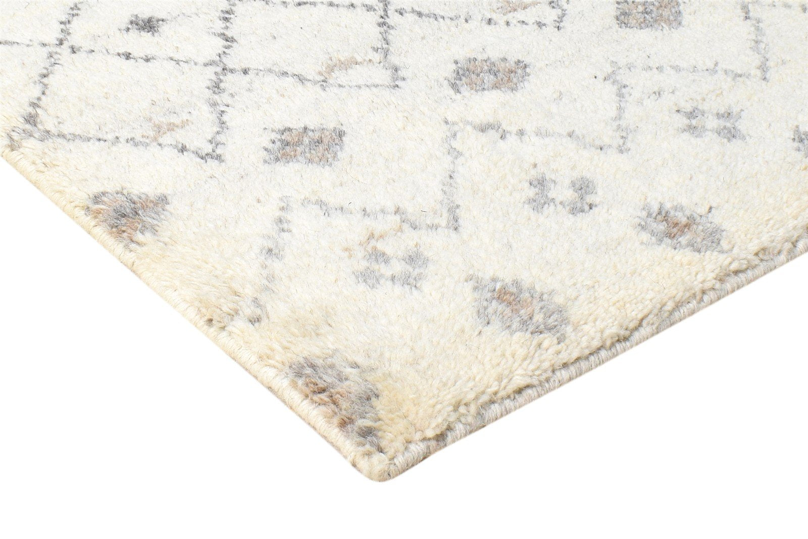 Wool Cream Rug 2' X 3' Modern Hand Knotted Moroccan Modern Small Carpet 