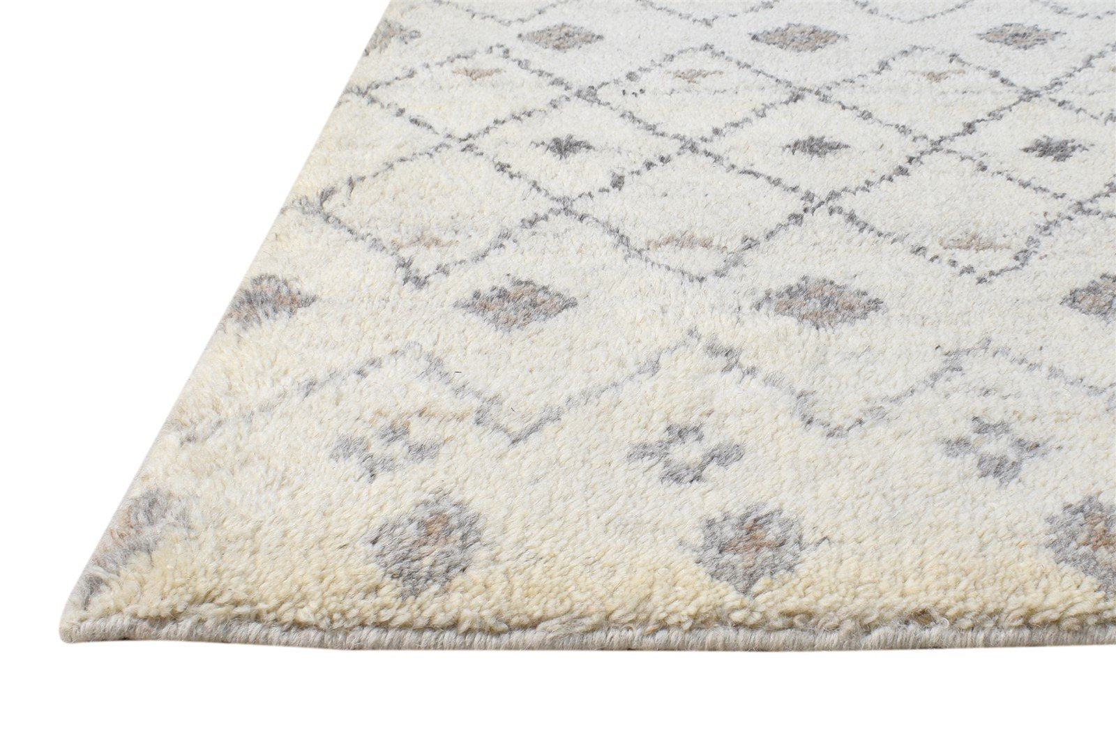 Wool Cream Rug 2' X 3' Modern Hand Knotted Moroccan Modern Small Carpet 