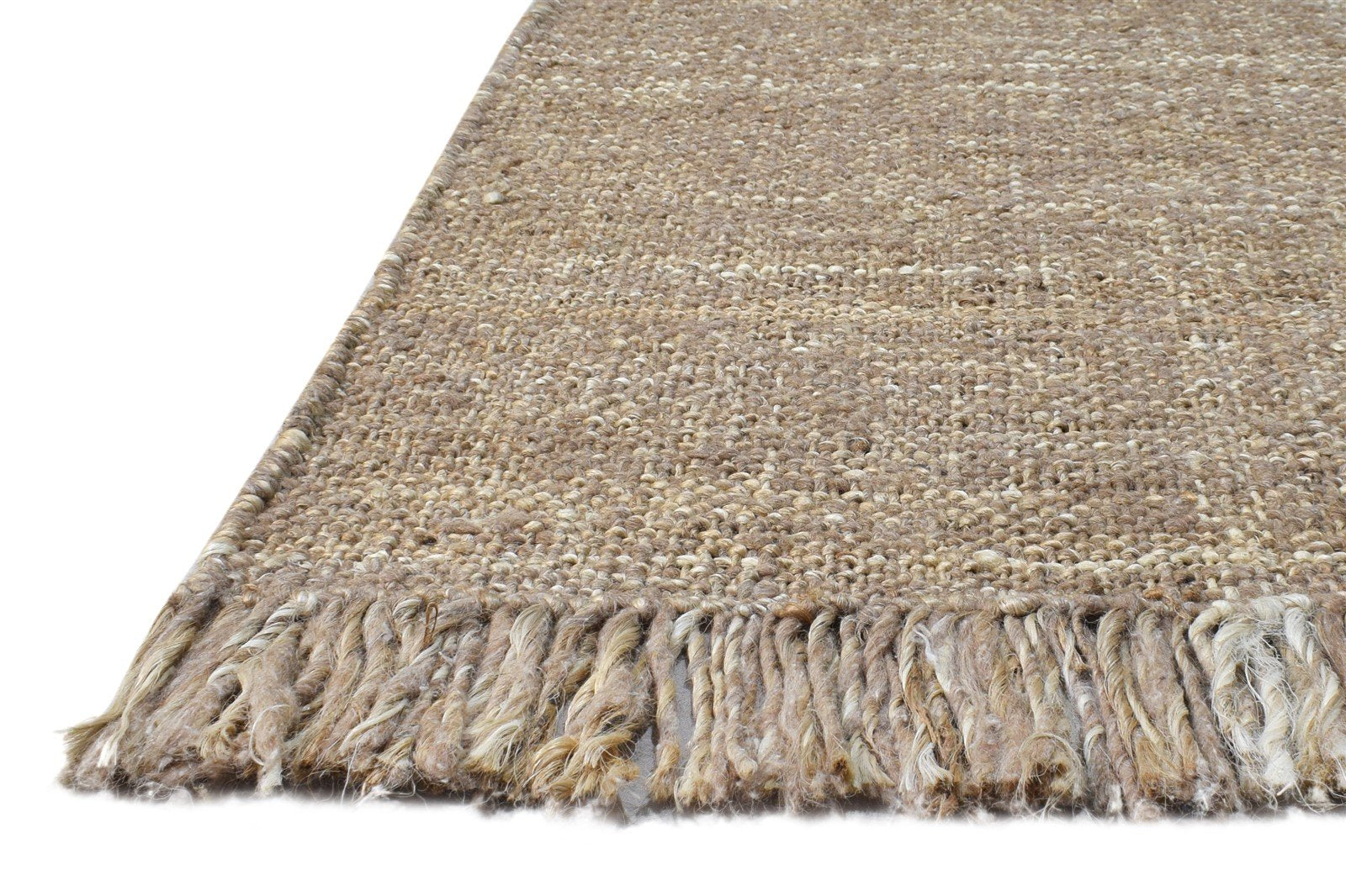 2' X 3' Rug Wool / Jute Brown Modern Flatweave Scandinavian Solid Small Carpet 