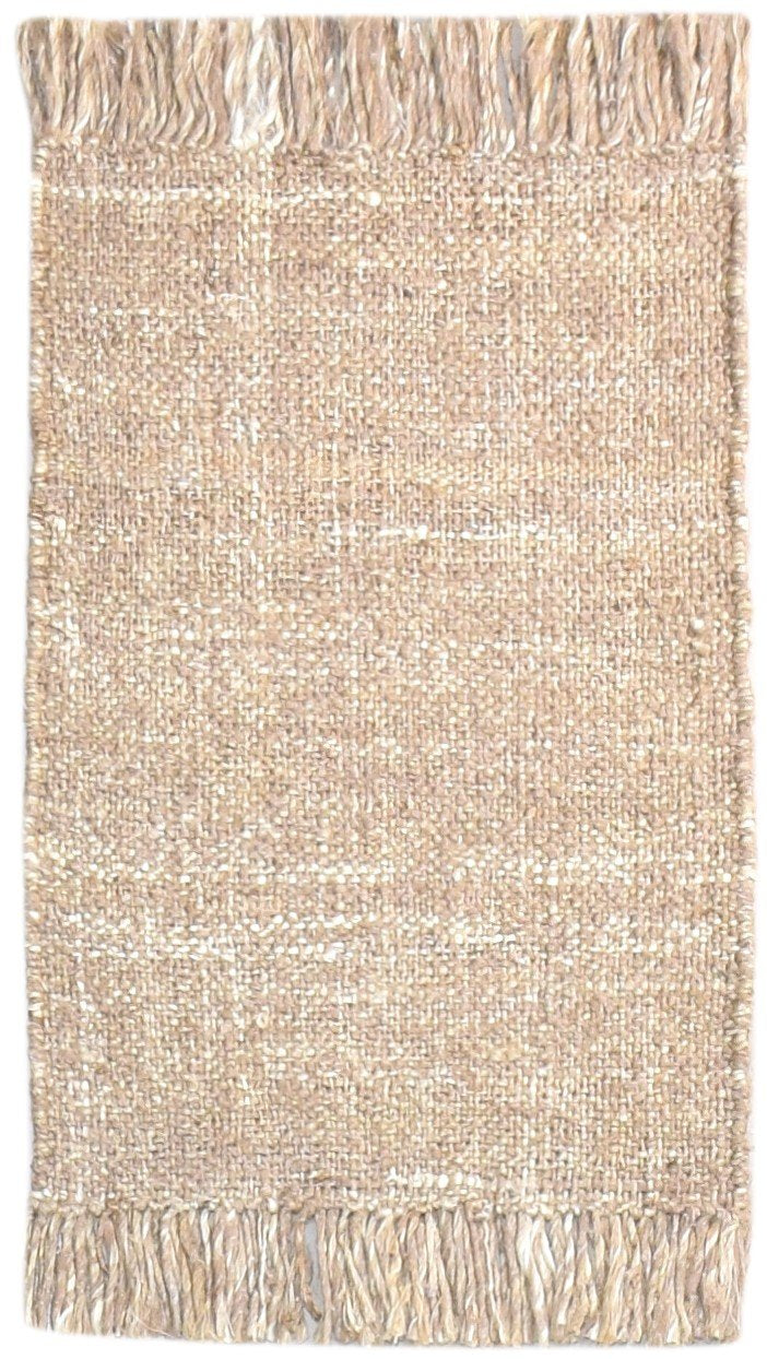 2' X 3' Rug Wool / Jute Brown Modern Flatweave Scandinavian Solid Small Carpet 