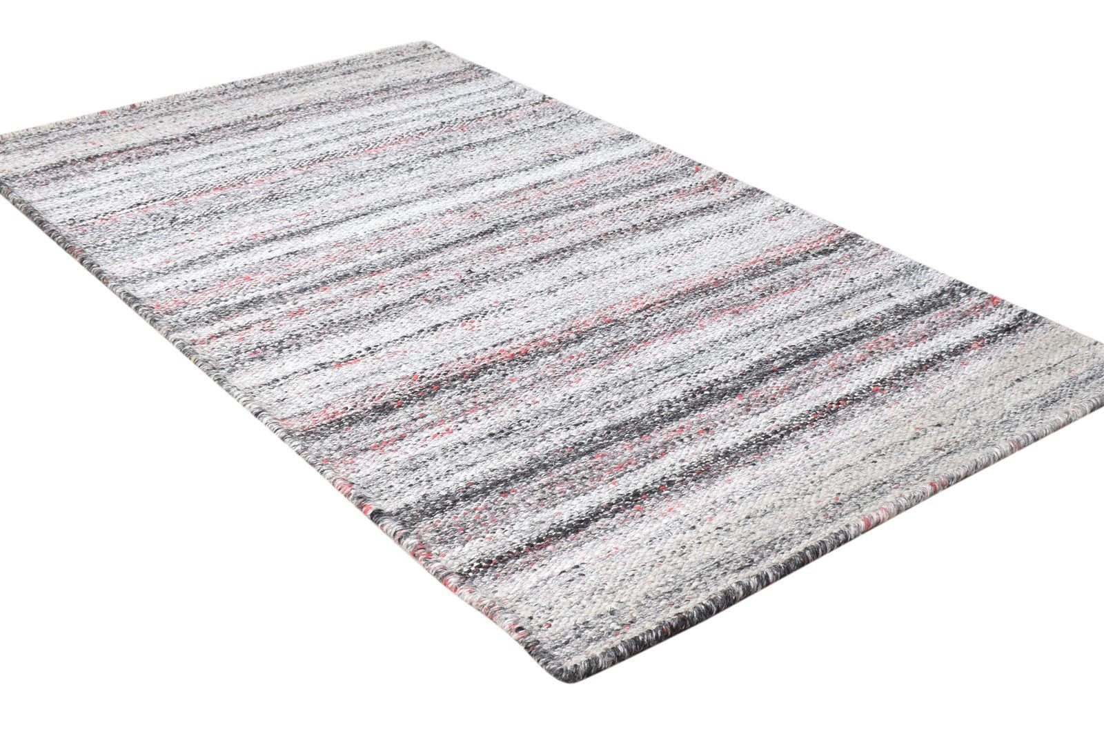 2' X 4' Rug Pet Yarn Grey Modern Flatweave Scandinavian Striped Small Carpet 