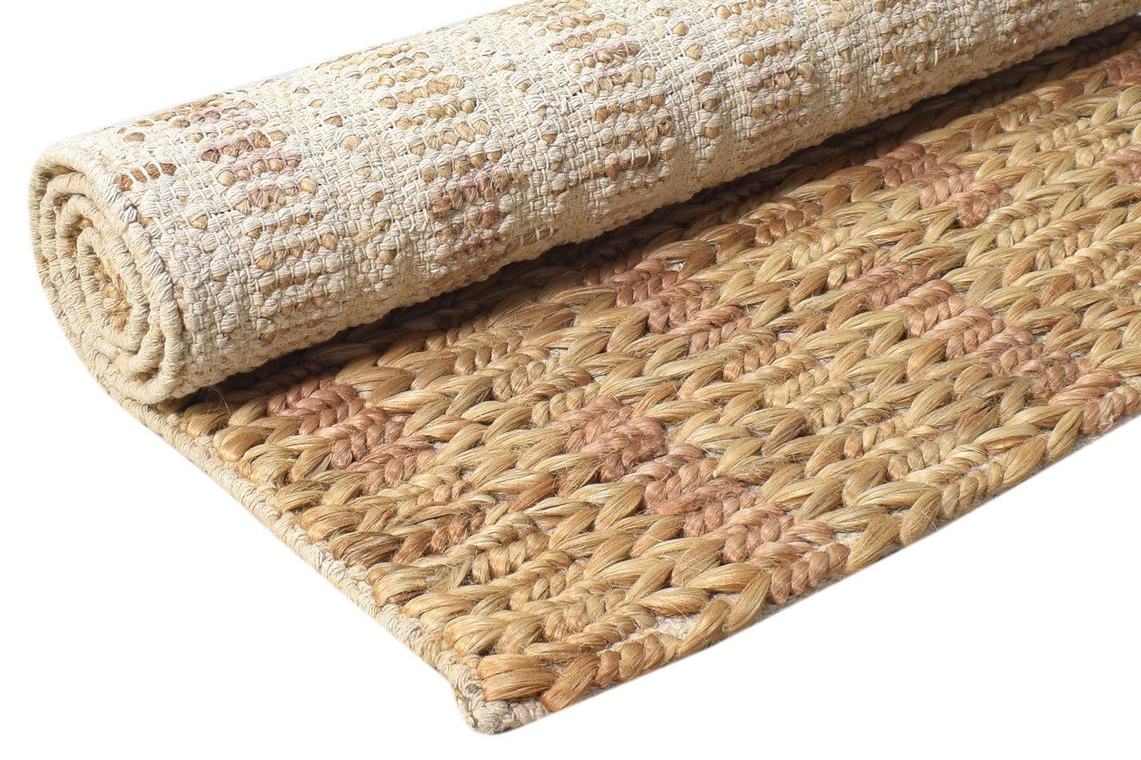 Hand-Hooked Beige Jute Rug 2' X 4' Modern Scandinavian Abstract Small Carpet 