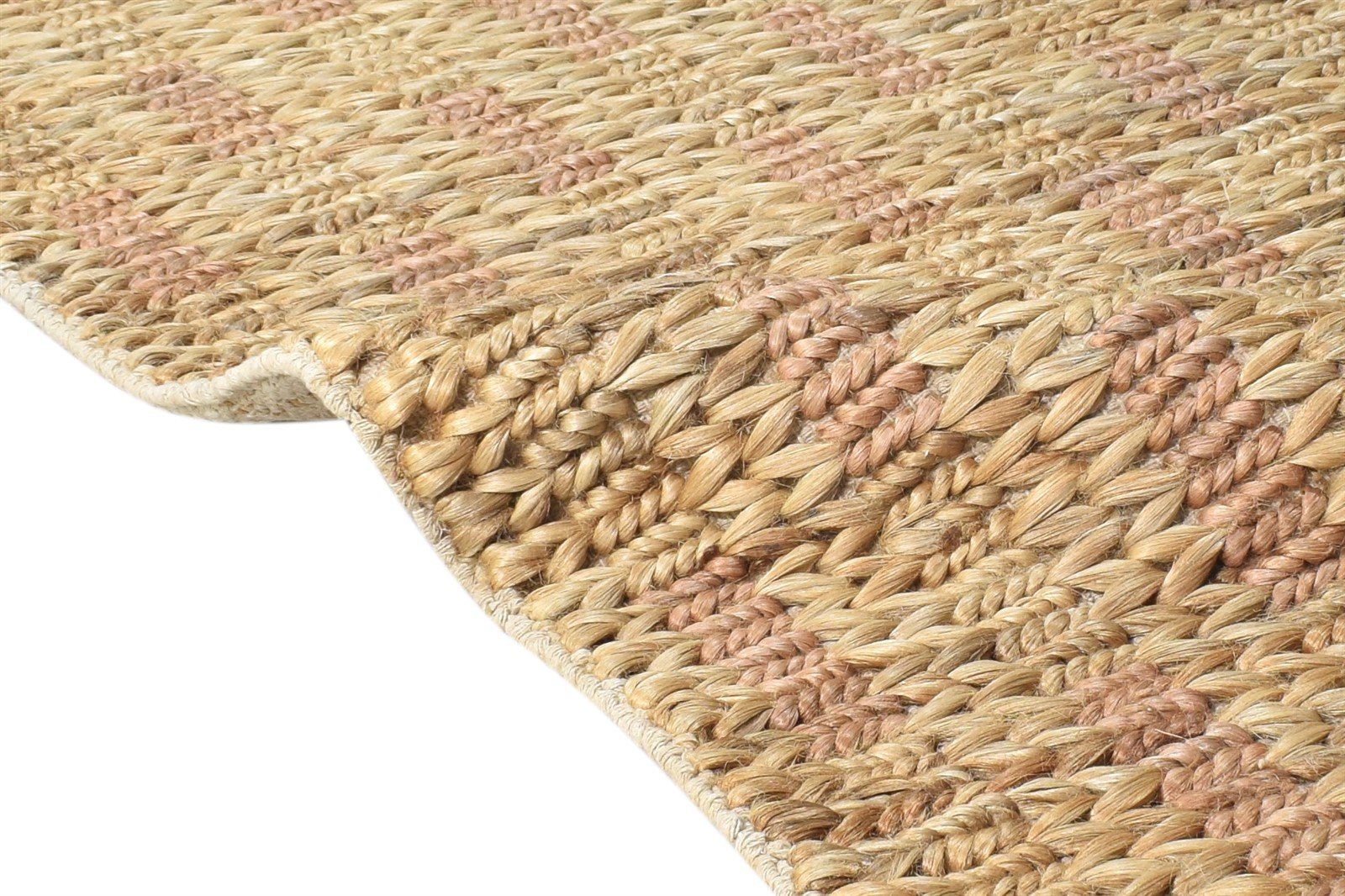 Hand-Hooked Beige Jute Rug 2' X 4' Modern Scandinavian Abstract Small Carpet 