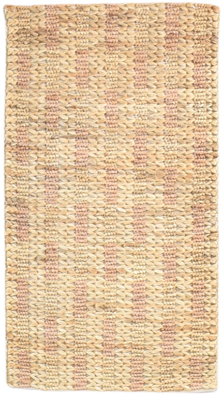 Hand-Hooked Beige Jute Rug 2' X 4' Modern Scandinavian Abstract Small Carpet 