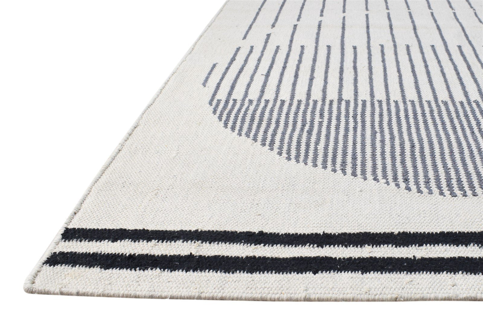 Wool Ivory Rug 4' X 5' Modern Dhurrie Scandinavian Abstract Room Size Carpet 