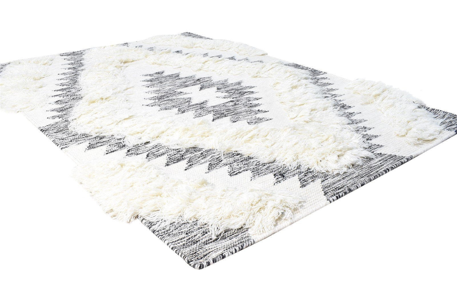 Hand Woven Cream Wool Rug 4' X 5' Modern Moroccan Modern Room Size Carpet 