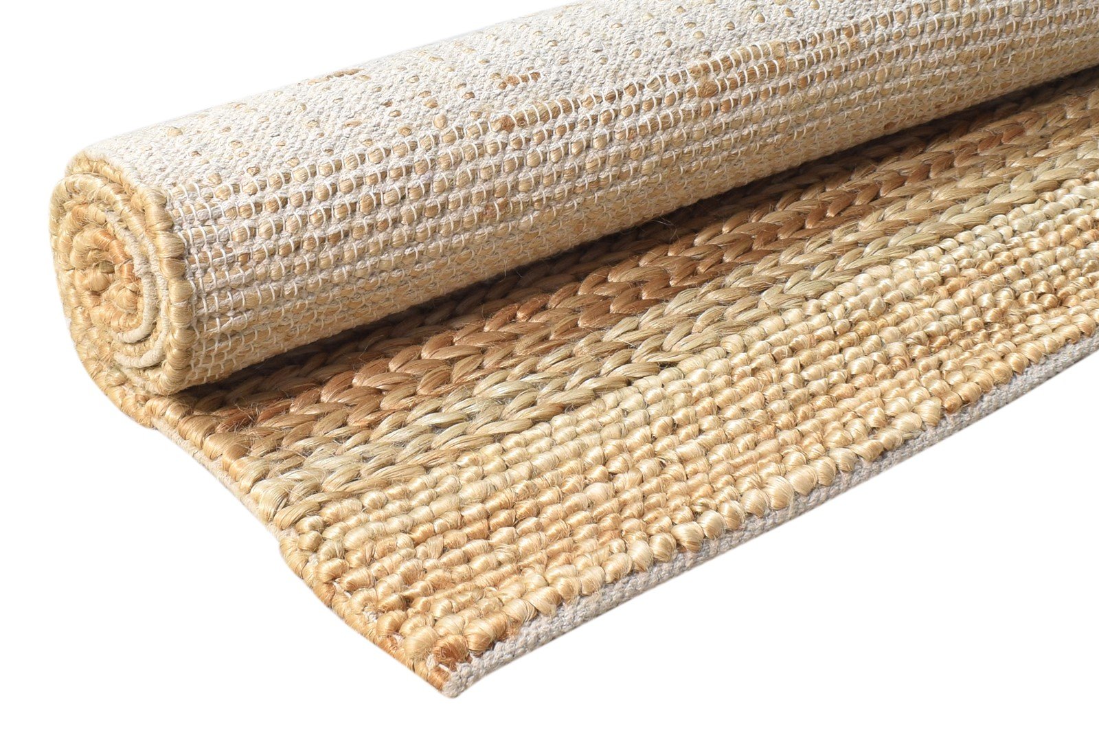 Beige Jute Rug 3' X 5' Modern Hand-Hooked Scandinavian Solid Room Size Carpet 