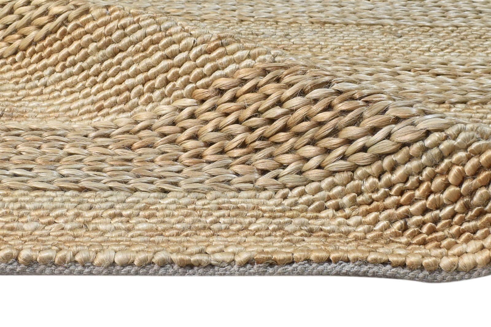 Beige Jute Rug 3' X 5' Modern Hand-Hooked Scandinavian Solid Room Size Carpet 