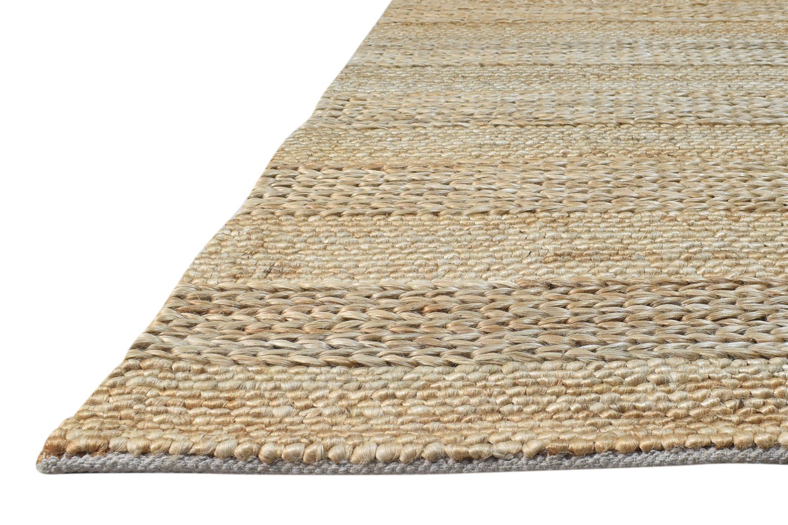 Beige Jute Rug 3' X 5' Modern Hand-Hooked Scandinavian Solid Room Size Carpet 