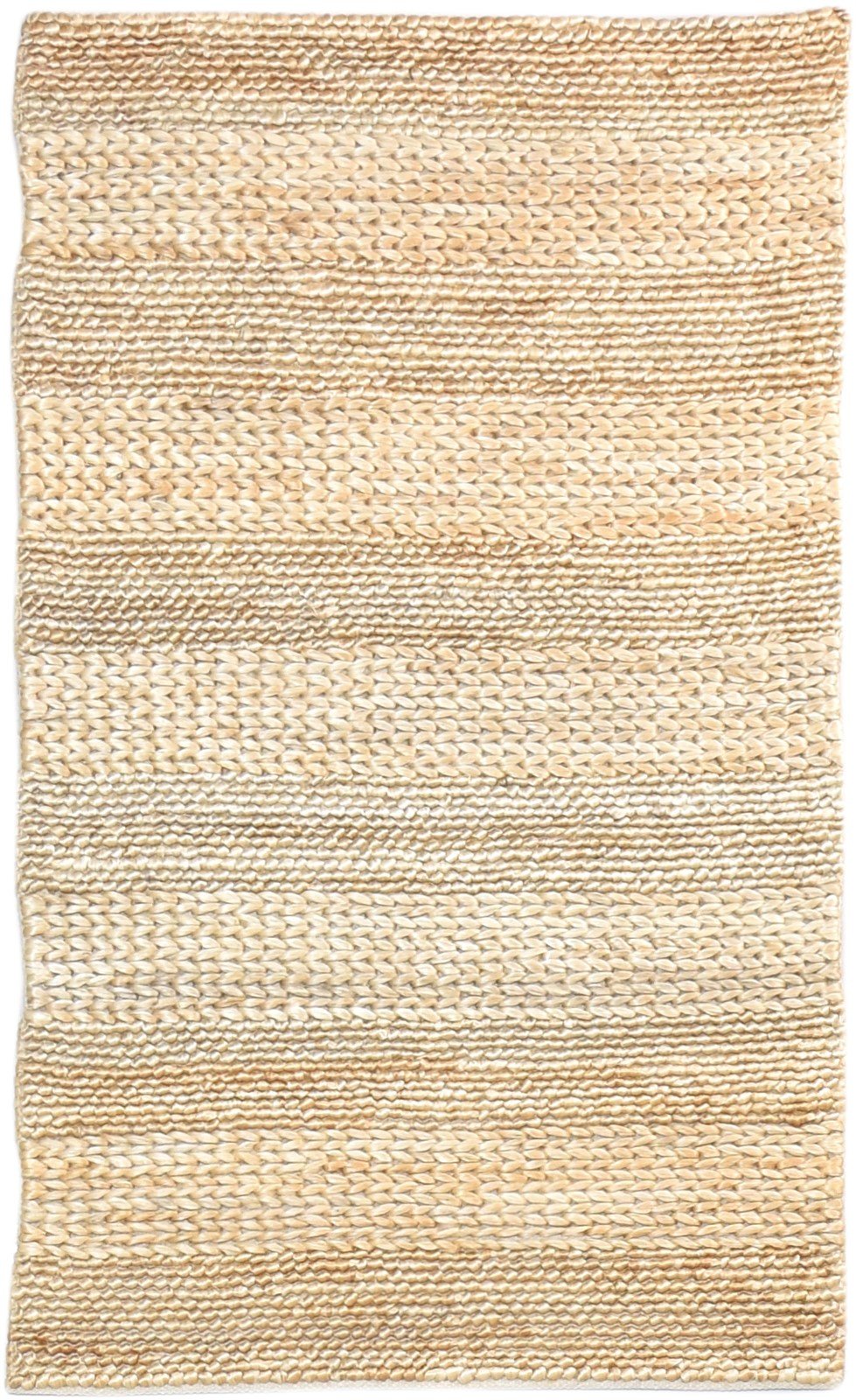 Beige Jute Rug 3' X 5' Modern Hand-Hooked Scandinavian Solid Room Size Carpet 